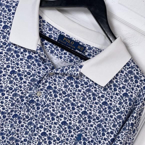 Polo Ralph Lauren Other - Polo Ralph Lauren Blue & White Floral Print S/S Pullover Shirt Men's Size 3XLT